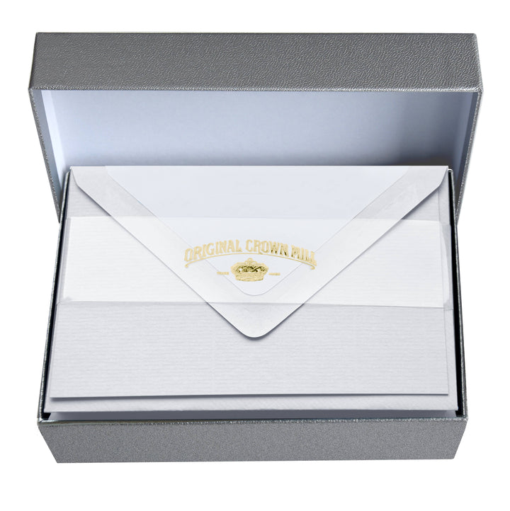 Classic Laid Note Cards in Silver Box