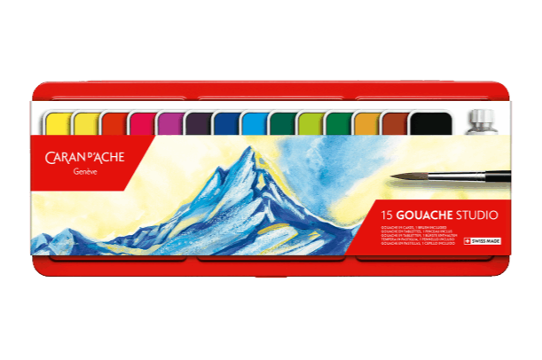 Caran d'Ache Gouache Paint Tablets, Box of 15 Colors