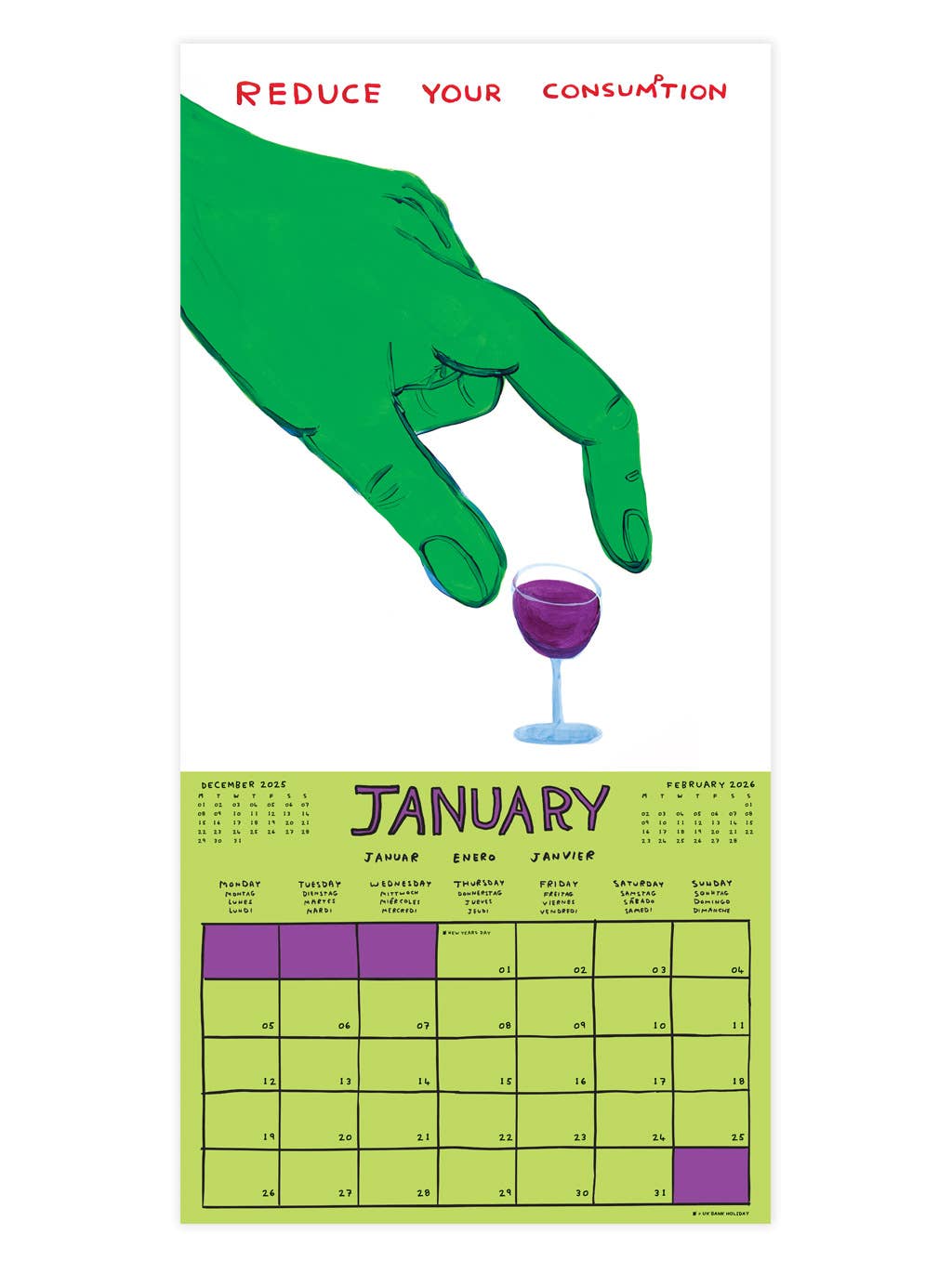 David Shrigley Official Exclusive 2026 Wall Calendar