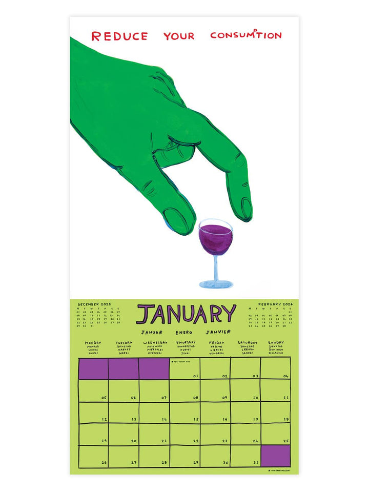 David Shrigley Official Exclusive 2026 Wall Calendar