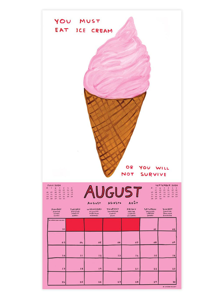David Shrigley Official Exclusive 2026 Wall Calendar