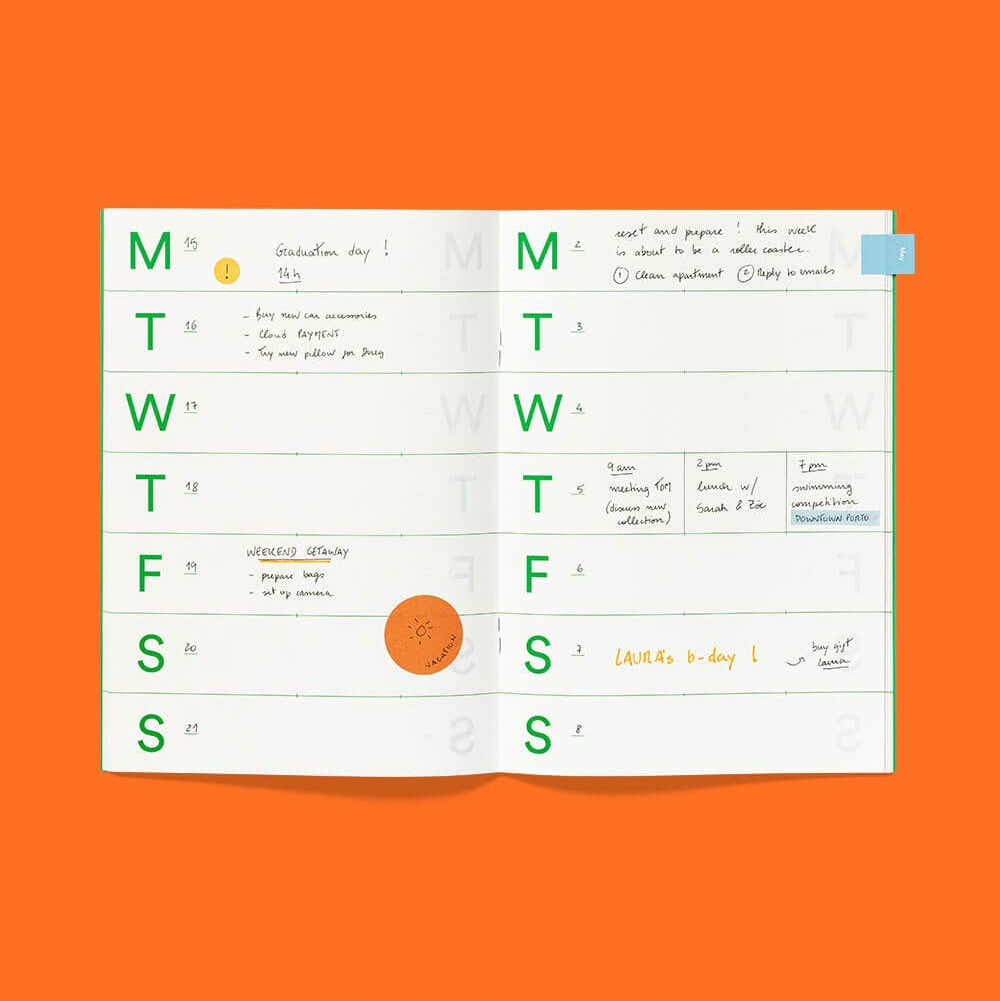 mishmash Softcover Lay-Flat Undated Weekly Planner, Detail