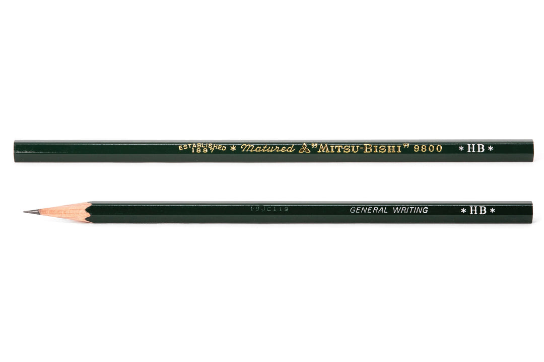 Two Mitsu-Bishi branded pencils on a white background