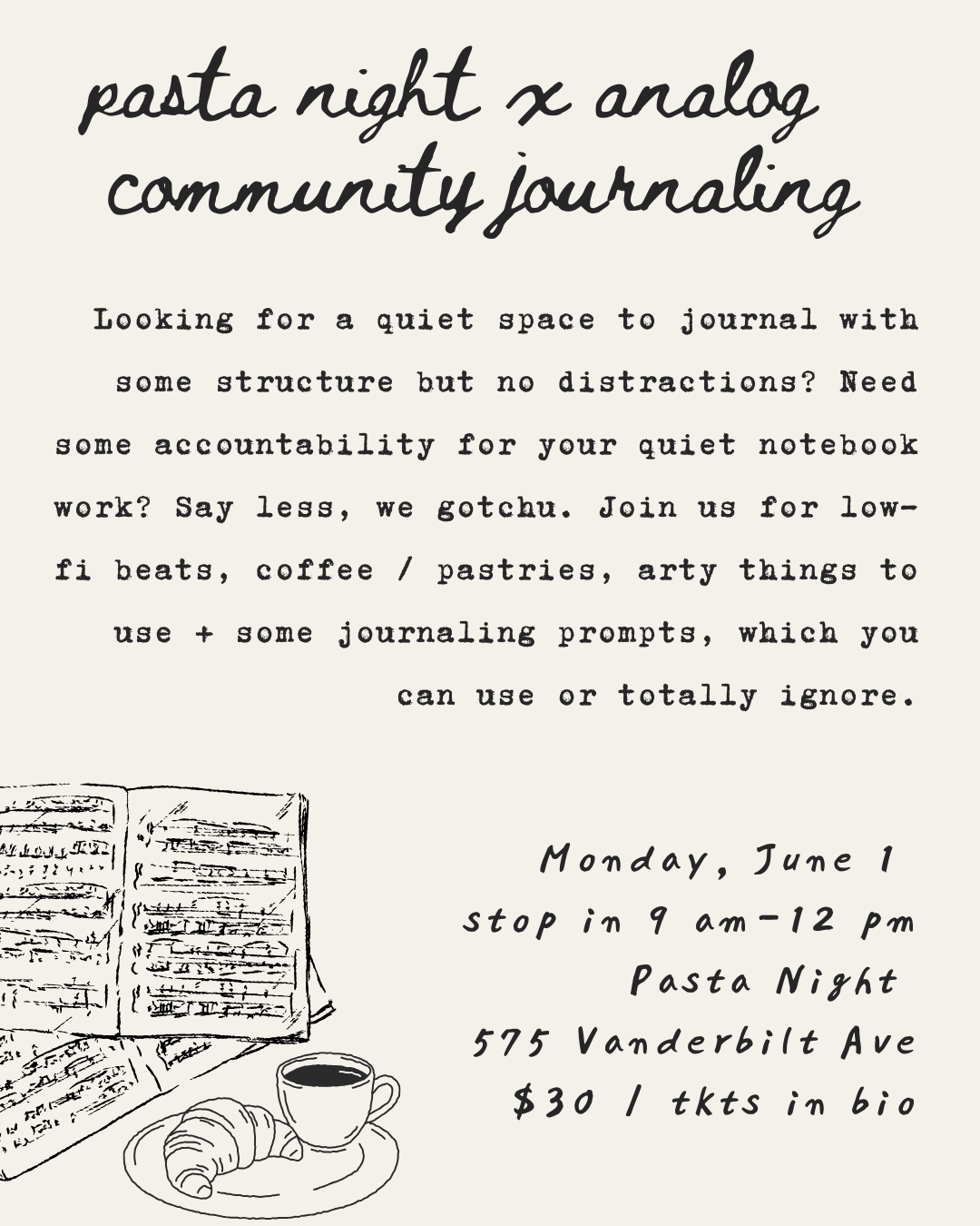 Community Journaling at Pasta Night