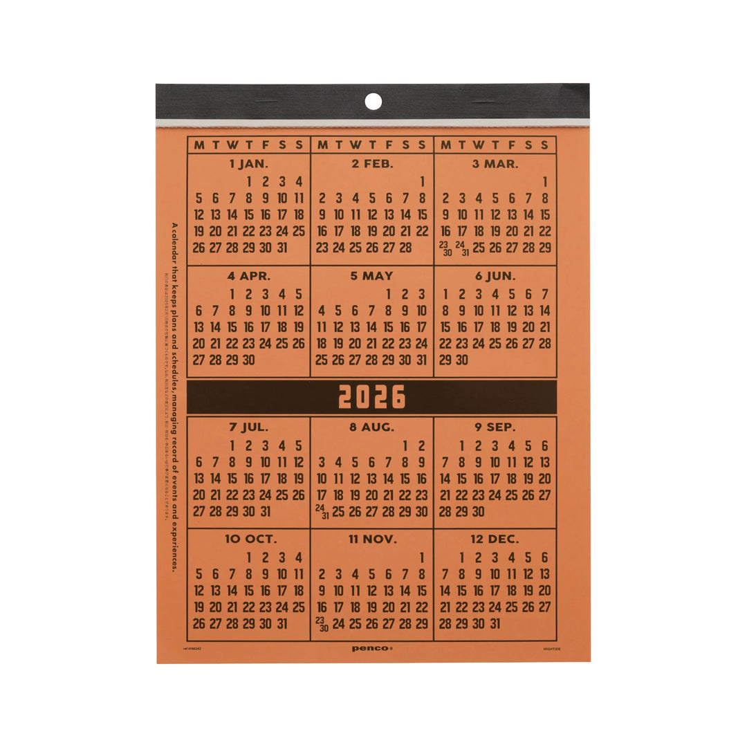 Calendar with a retro design on a white background