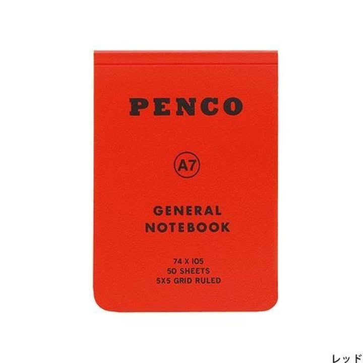 Red A7 penco general notebook.