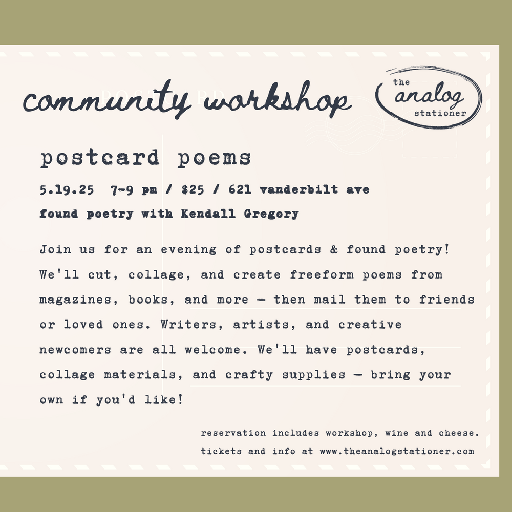The Analog Stationer Community Workshop Postcard Poems Kendall Gregory