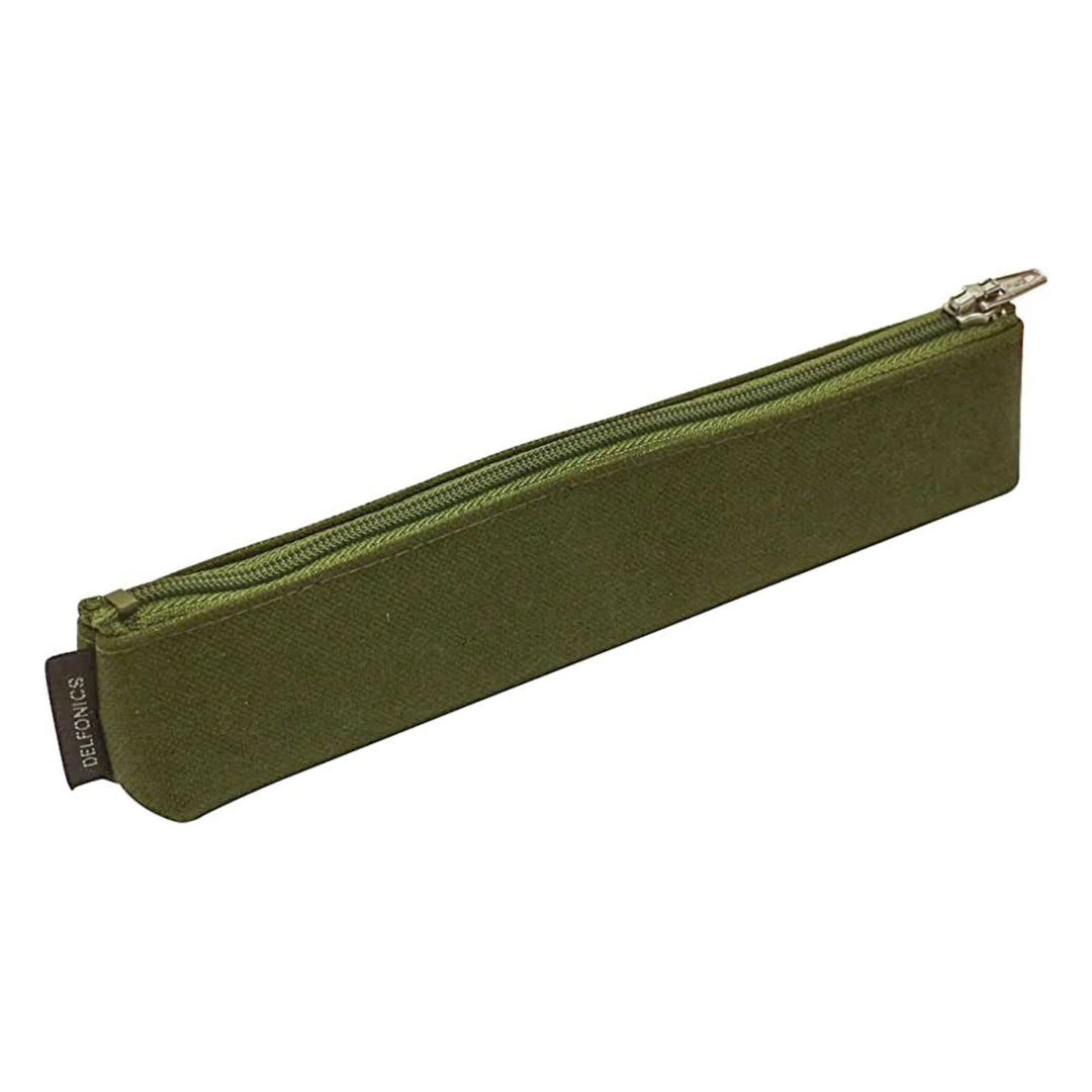 Green zipper pouch on a white background