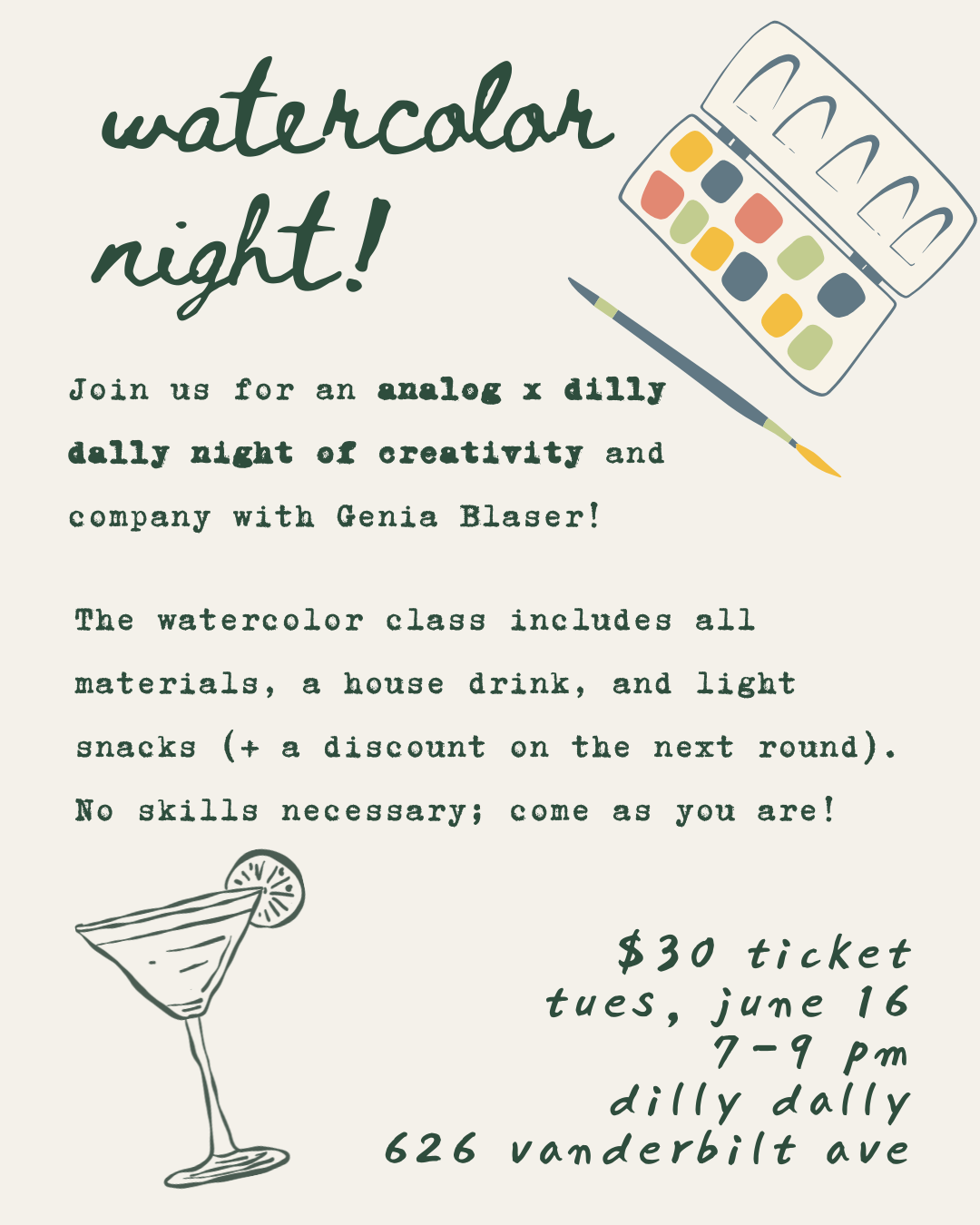 Watercolor Night at Dilly Dally